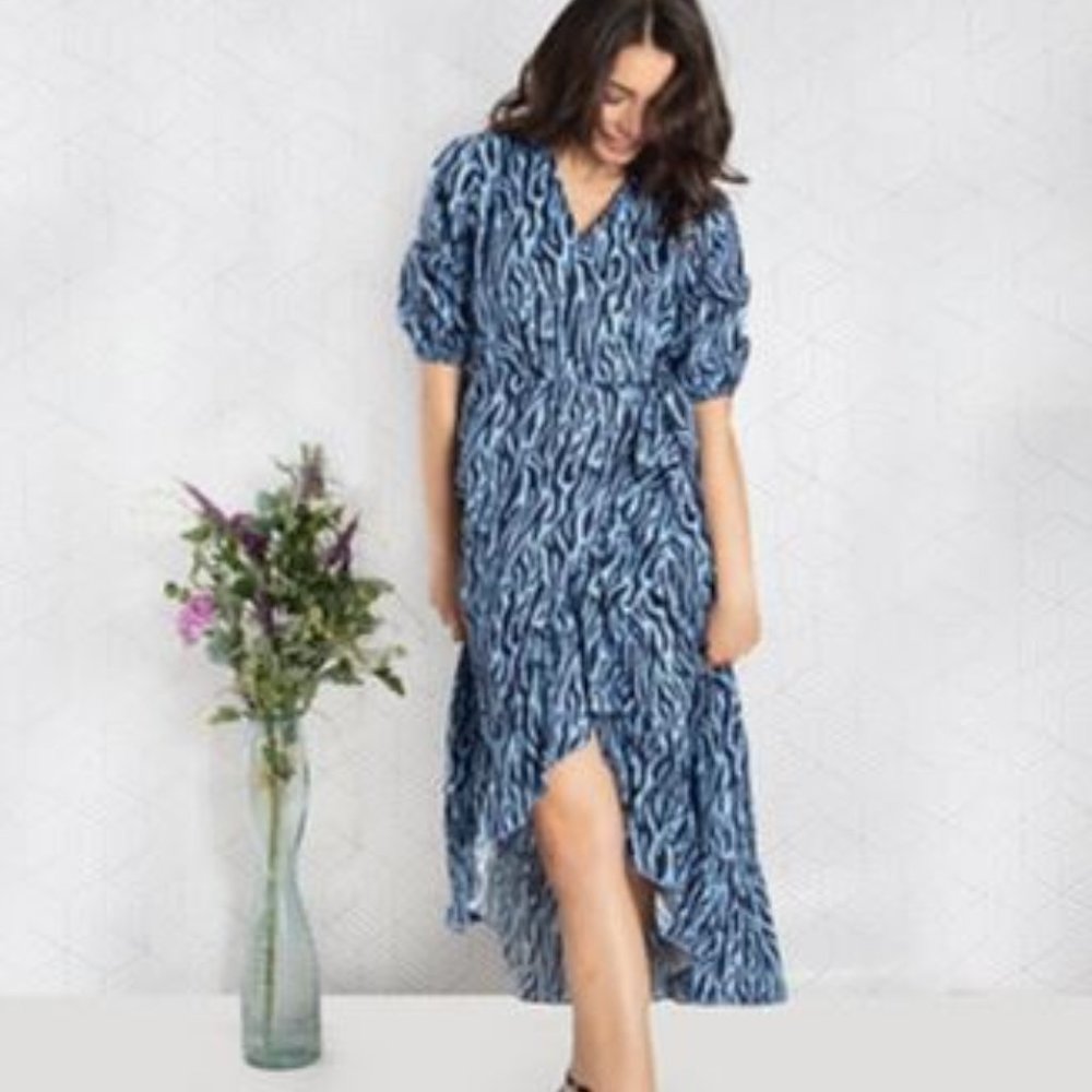 Zebra Print Ruffle Hem Wrap Dress (Dot & Stripe)